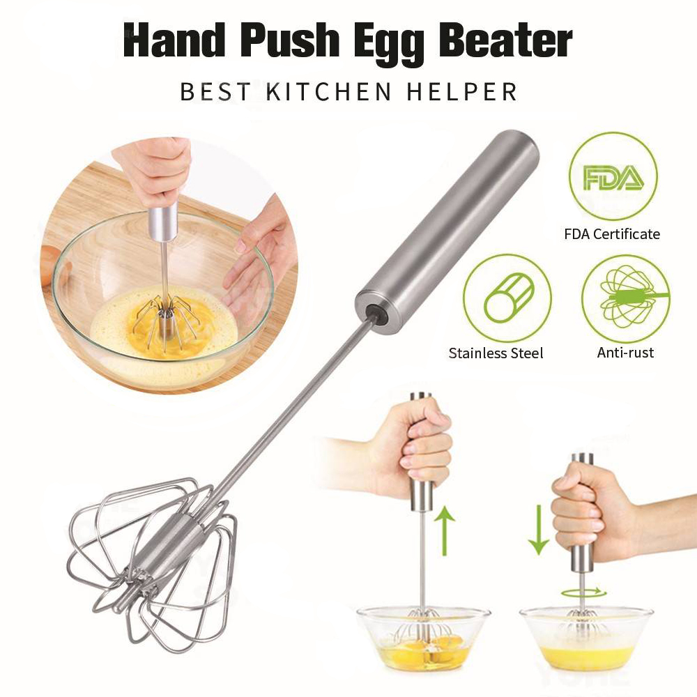 Hand push egg beater